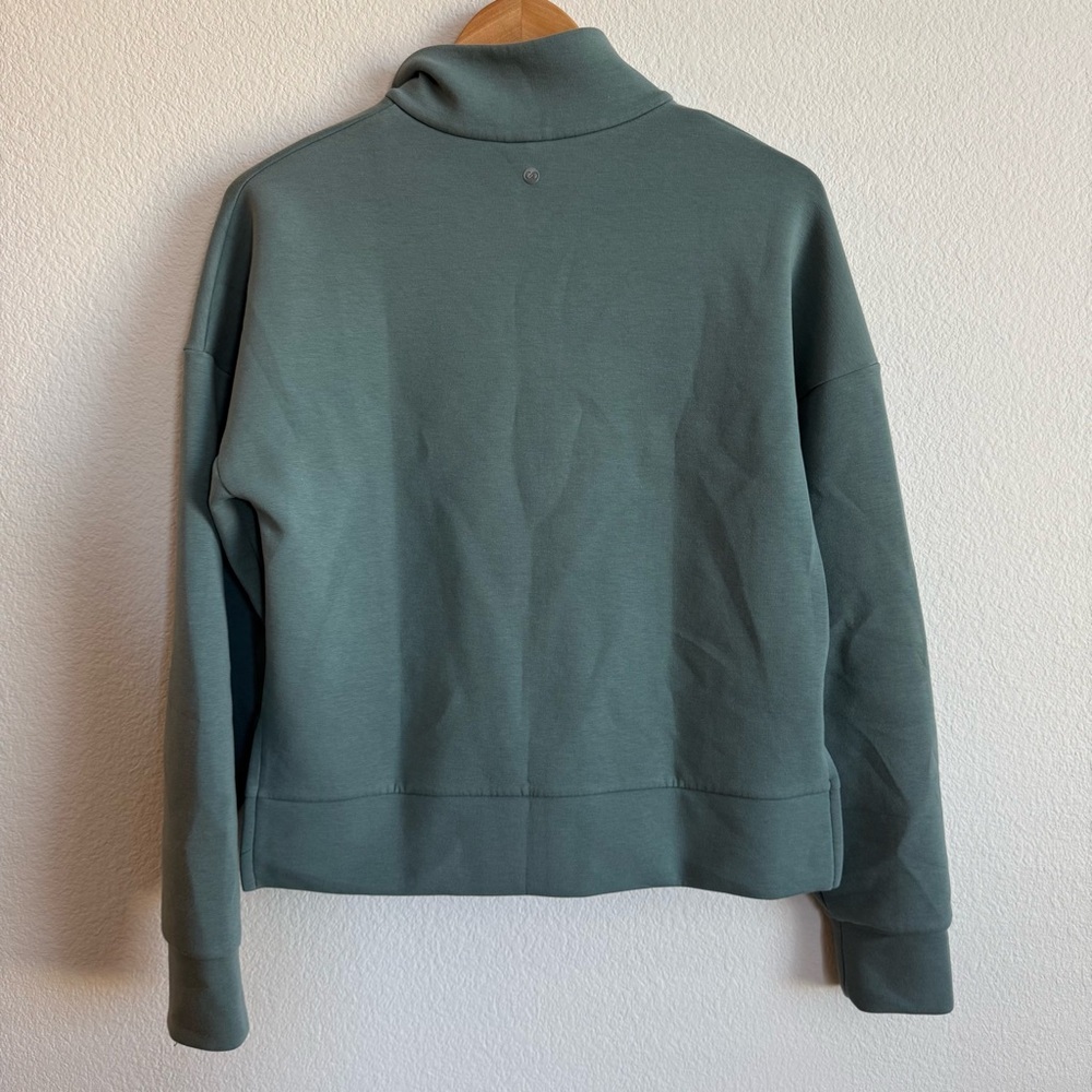 Calia Teal Green Quarter Zip Funnel Neck Scuba Pullover Sweater Size Medium - Picture 6 of 8